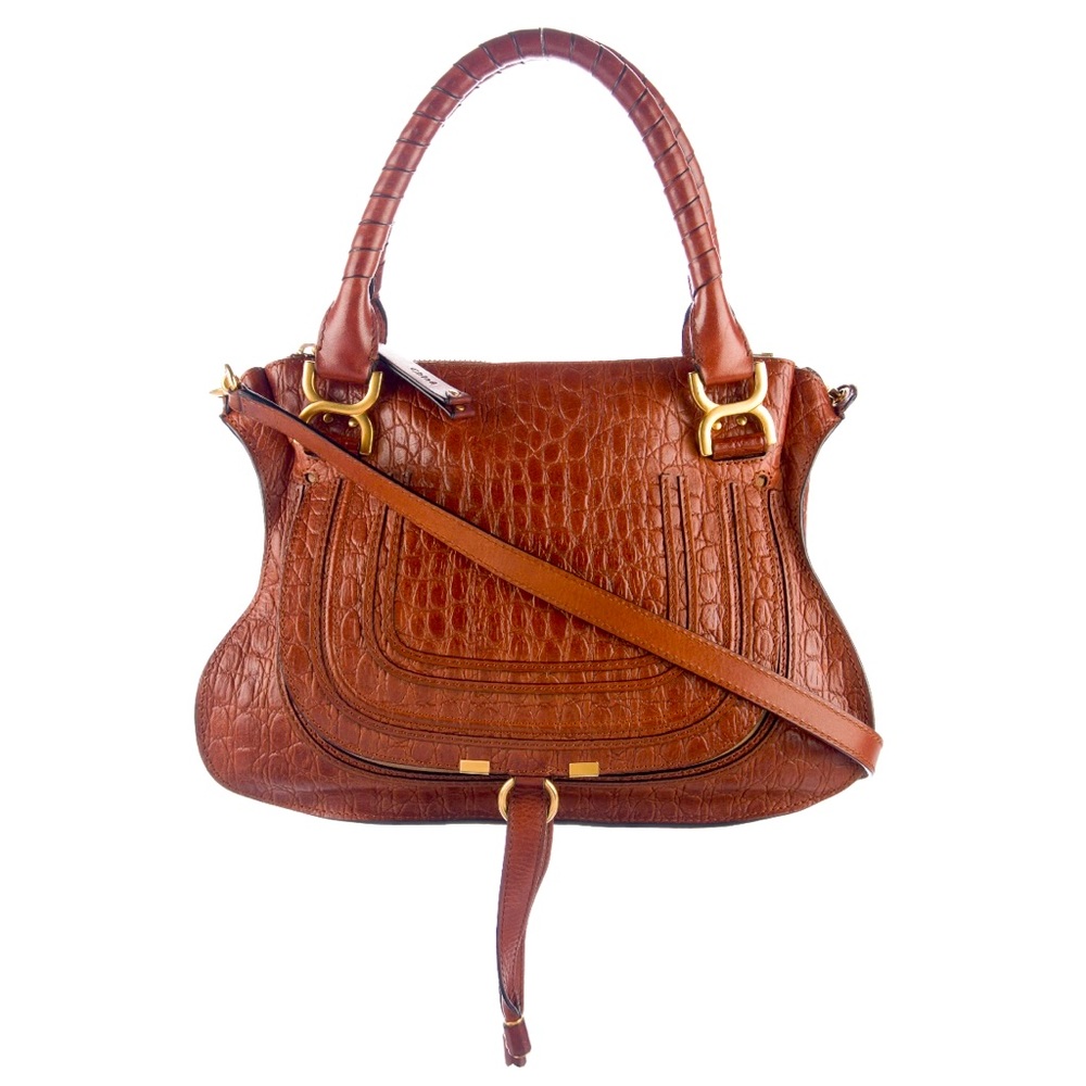 🤩🔥 FINAL SALE Stunning Brown Chloé Croc Embossed Marcie 🔥🤩